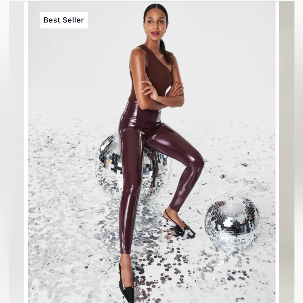 Faux Patent Leather Leggings small/petite Ruby